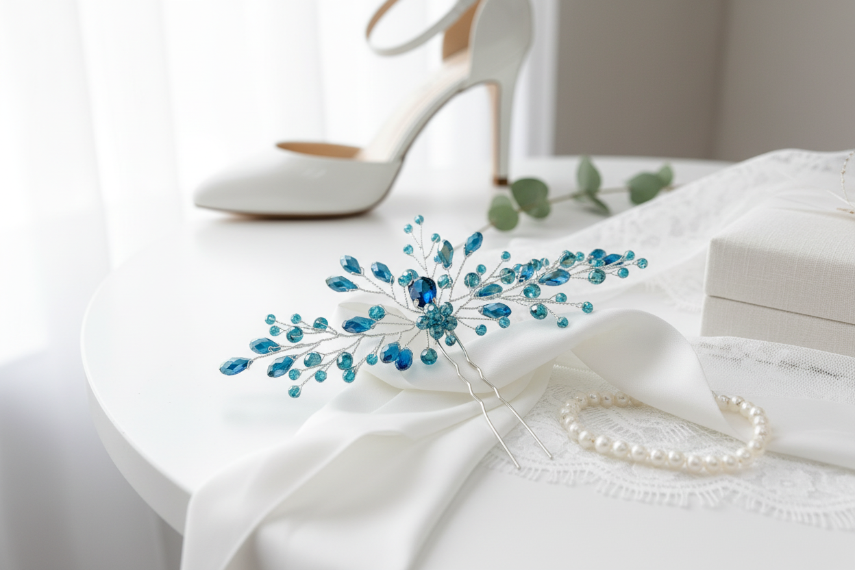 Haarnadel Hellblau – Dezenter Haarschmuck in Silber | ONDEGO®