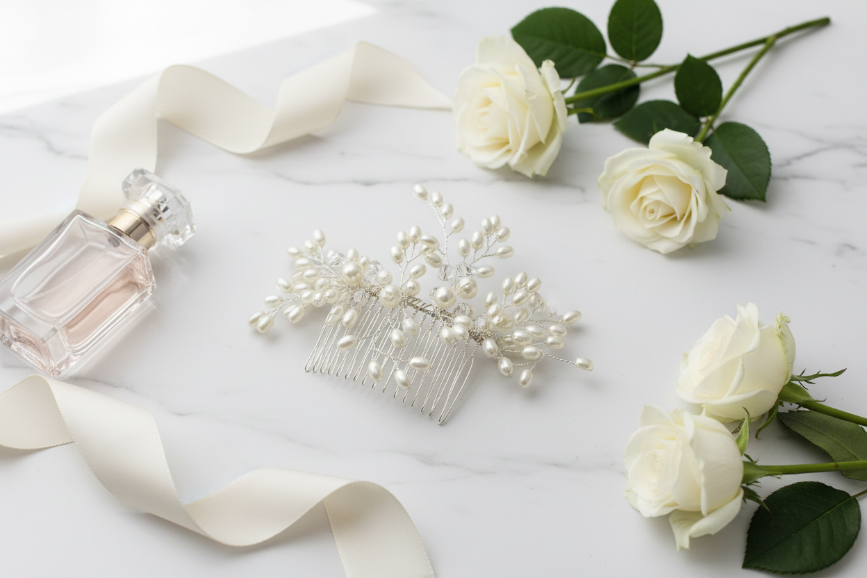 Haarkamm Passion – Ivory Perlen & Kristalle | Silber | ONDEGO®