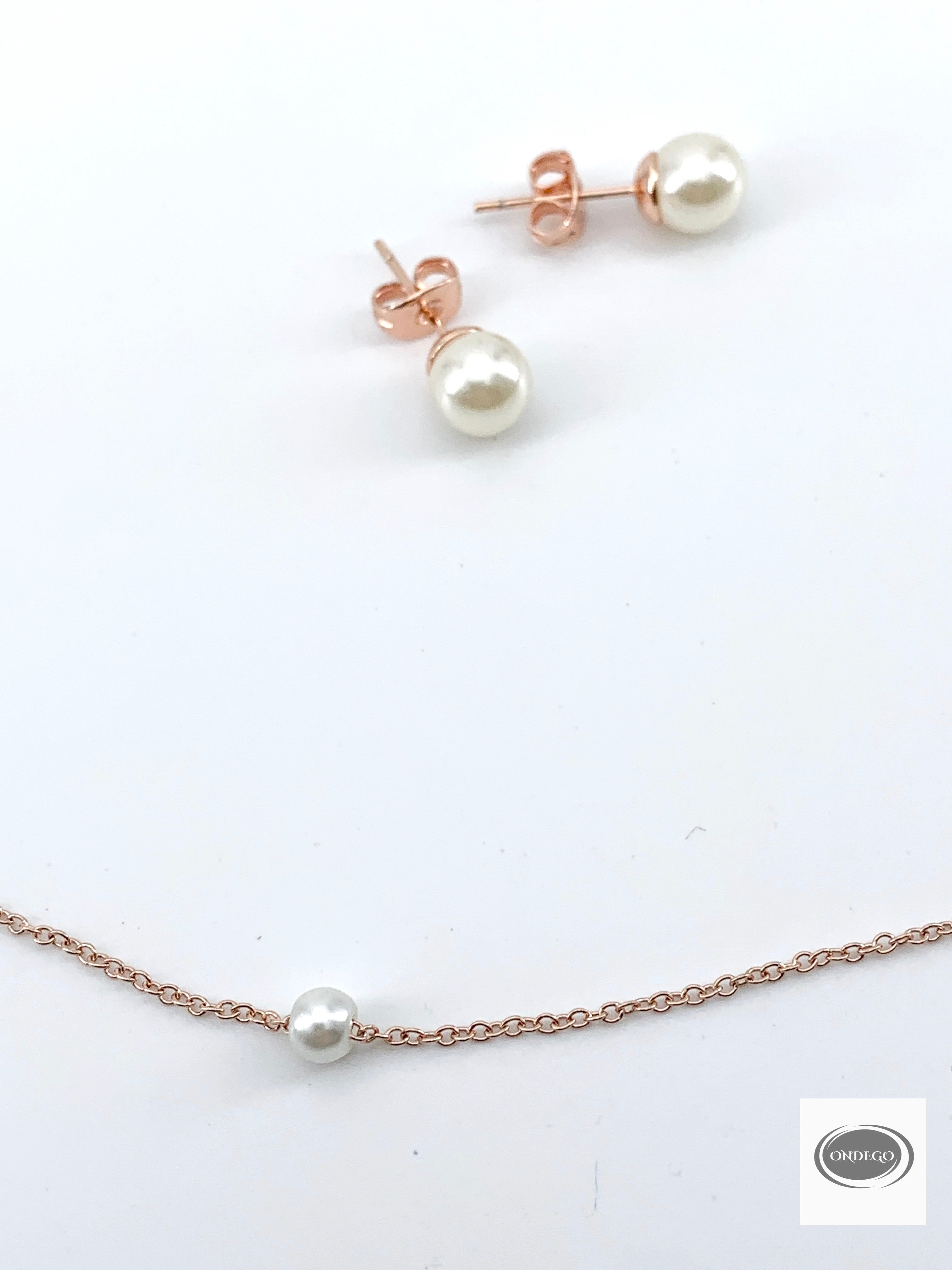Rosegold Schmuckset mit Perlen – elegantes 2-in-1 Rückenkette-Set für Braut & besondere Anlässe | ONDEGO®