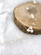 3D Haardraht Rosegold mit Blüten & Perlen – Brautschmuck Haarschmuck Hochzeit Blush Ivory – ONDEGO®