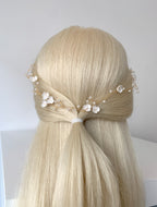 3D Haardraht Gold mit Blüten & Perlen – Brautschmuck Haarschmuck Hochzeit Ivory – ONDEGO®