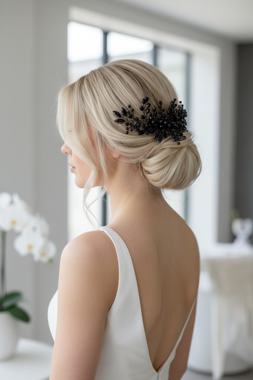 Haarkamm Schwarz – Glasschliffperlen | Gothic & Elegant | ONDEGO®
