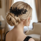 Haarkamm Schwarz – Glasschliffperlen | Gothic & Elegant | ONDEGO®