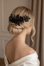 Haarkamm Schwarz – Glasschliffperlen | Gothic & Elegant | ONDEGO®