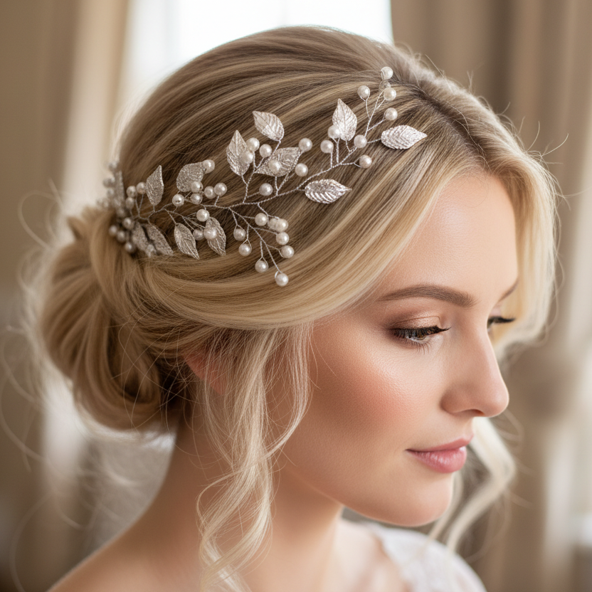 Vintage Haardraht Blätter Silber Brautschmuck Hochzeit Haarschmuck – ONDEGO®