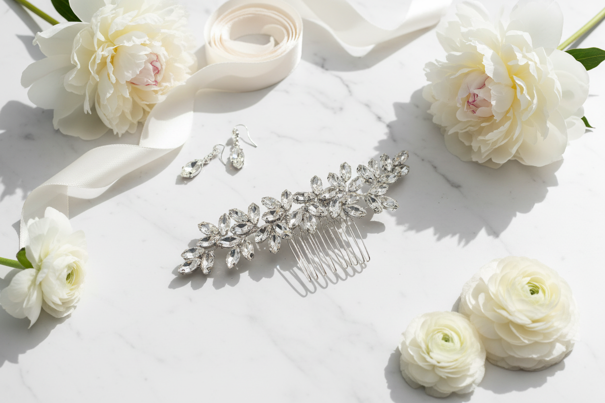 Haarkamm Strass Silber – Flexibler Brautschmuck | ONDEGO®
