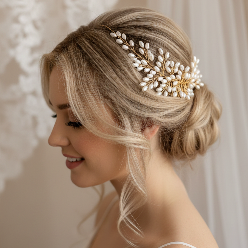 Haarkamm Leonie Gold – Ivory Perlen Haarschmuck | ONDEGO®