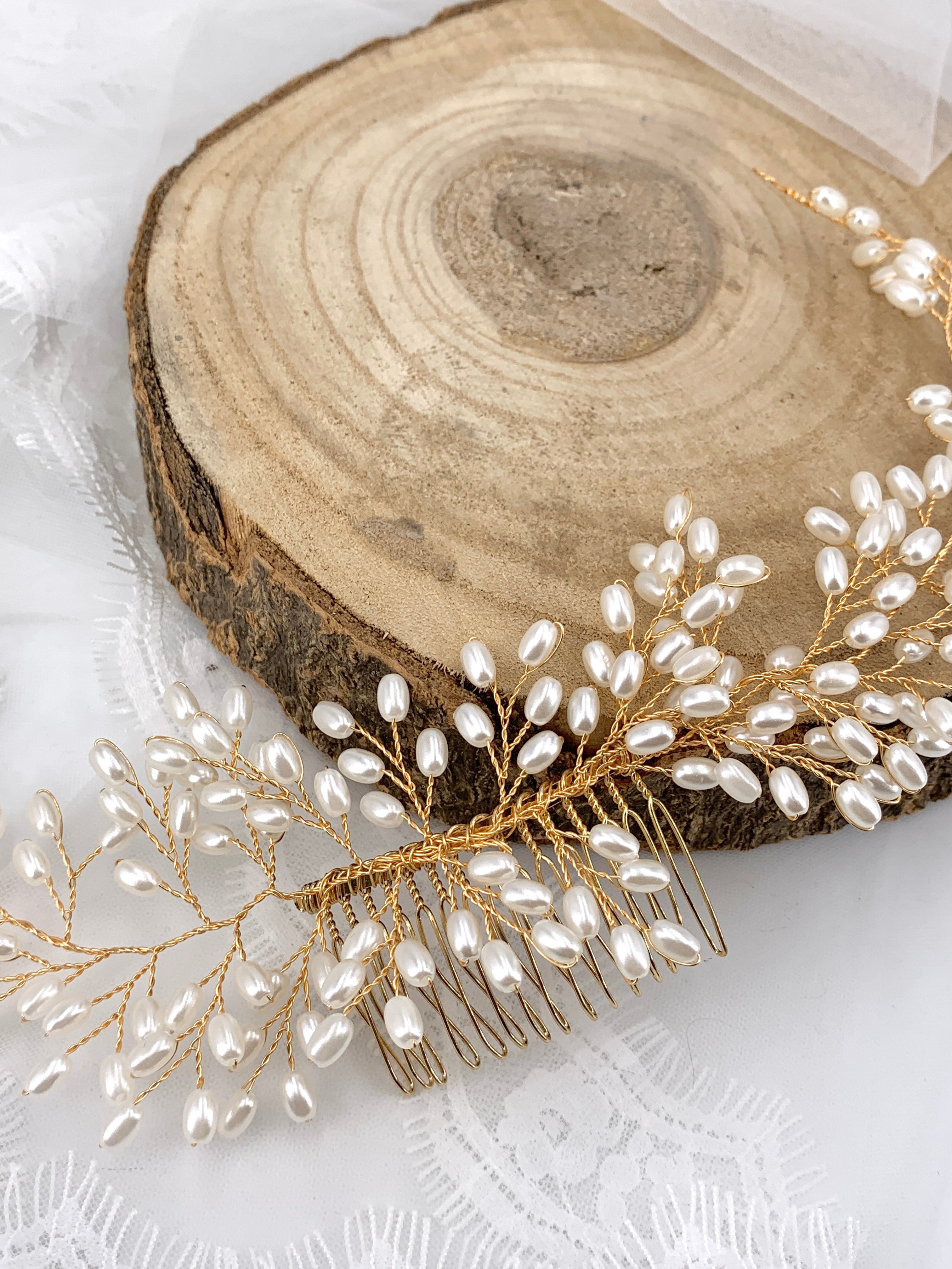 Haarkamm Leonie Gold – Ivory Perlen Haarschmuck | ONDEGO®