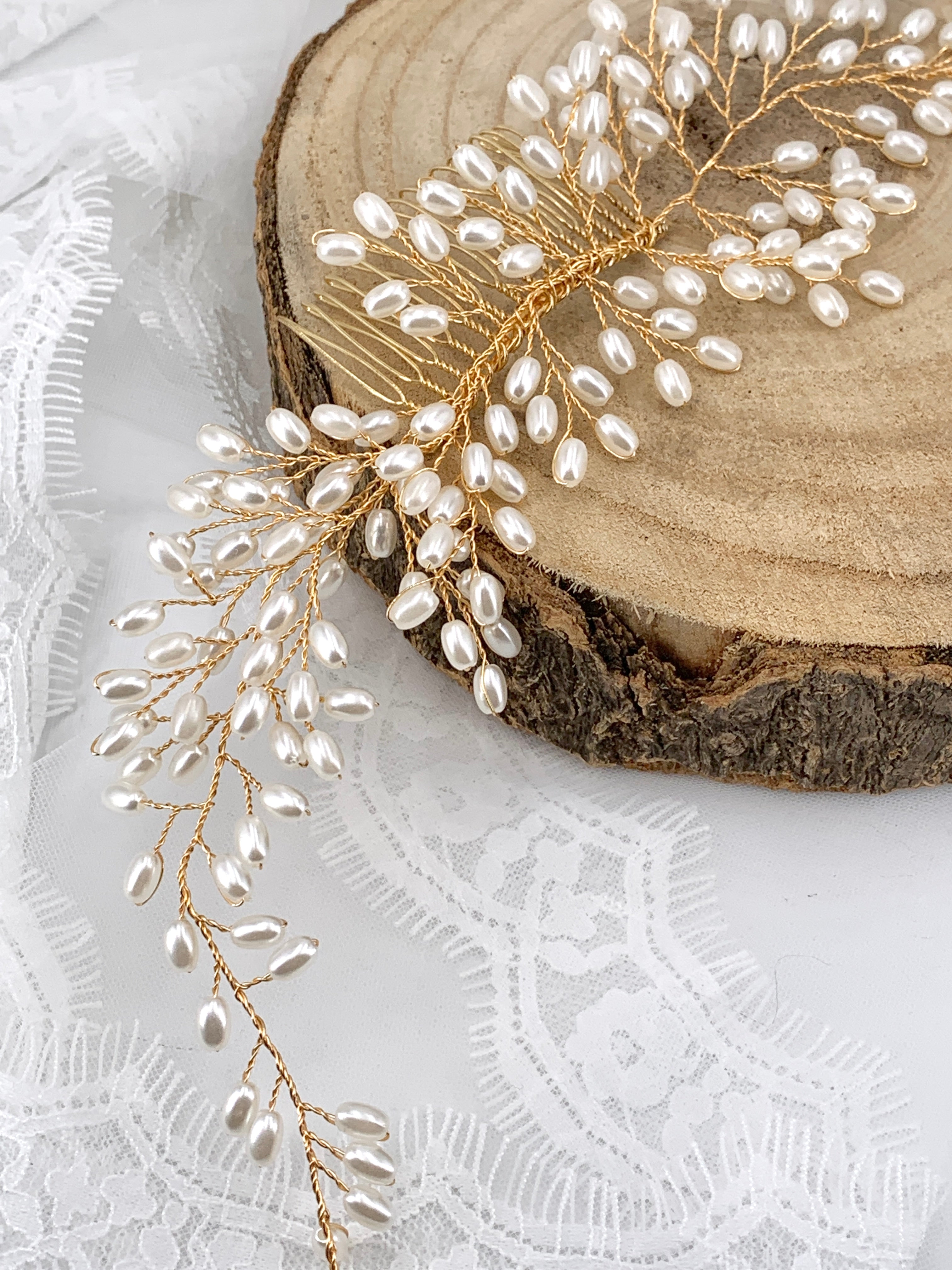 Haarkamm Leonie Gold – Ivory Perlen Haarschmuck | ONDEGO®