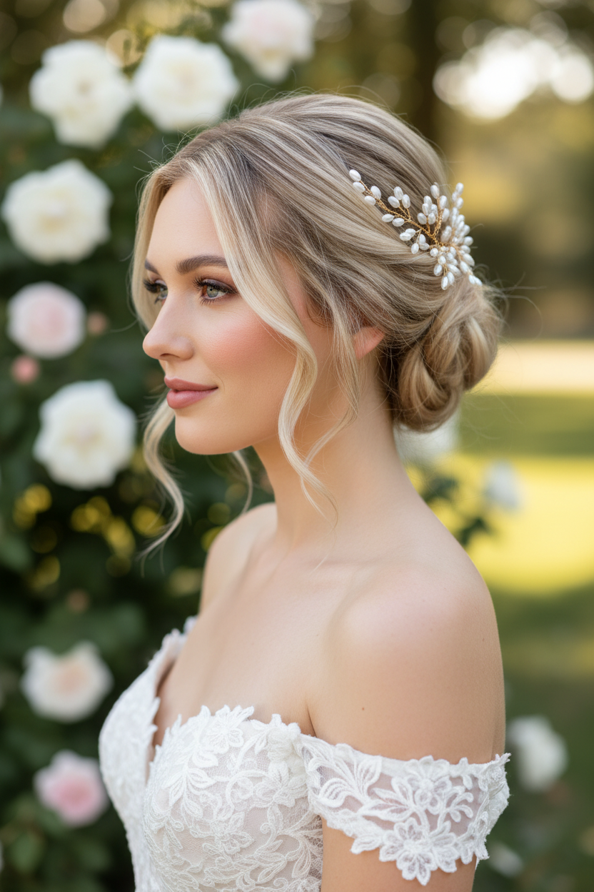 Haarkamm Leonie Gold – Ivory Perlen Haarschmuck | ONDEGO®