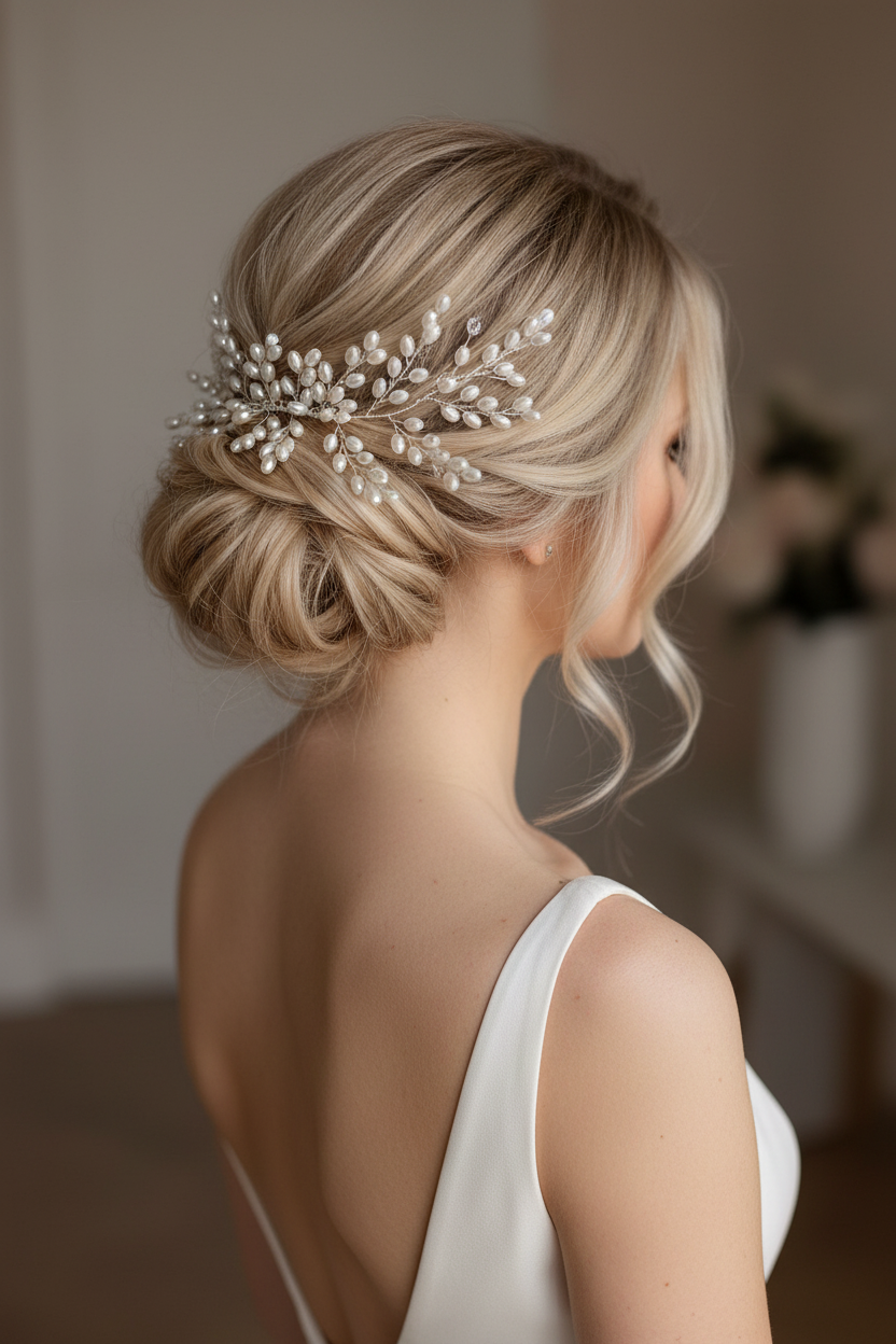 Haarkamm Vivi – Silber Haarschmuck mit Ivory Perlen | ONDEGO®