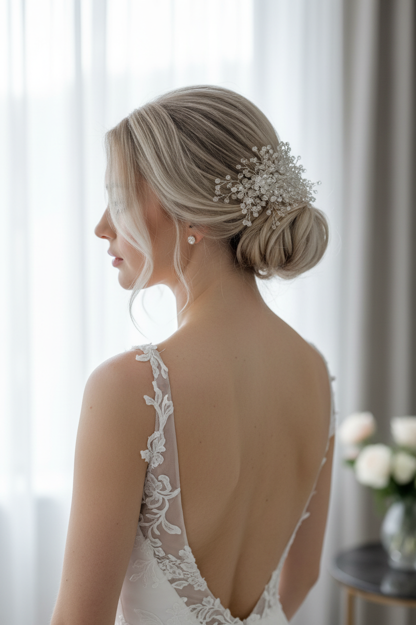 Haarkamm XXL Kristall – Silber Haarschmuck mit Glasschliffperlen | ONDEGO®