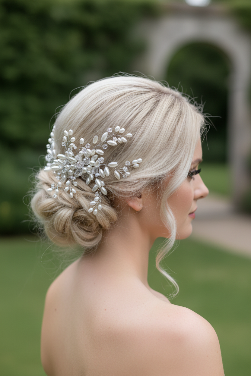 Haarkamm Ivory – Perlen & Kristall Haarschmuck in Silber | ONDEGO®