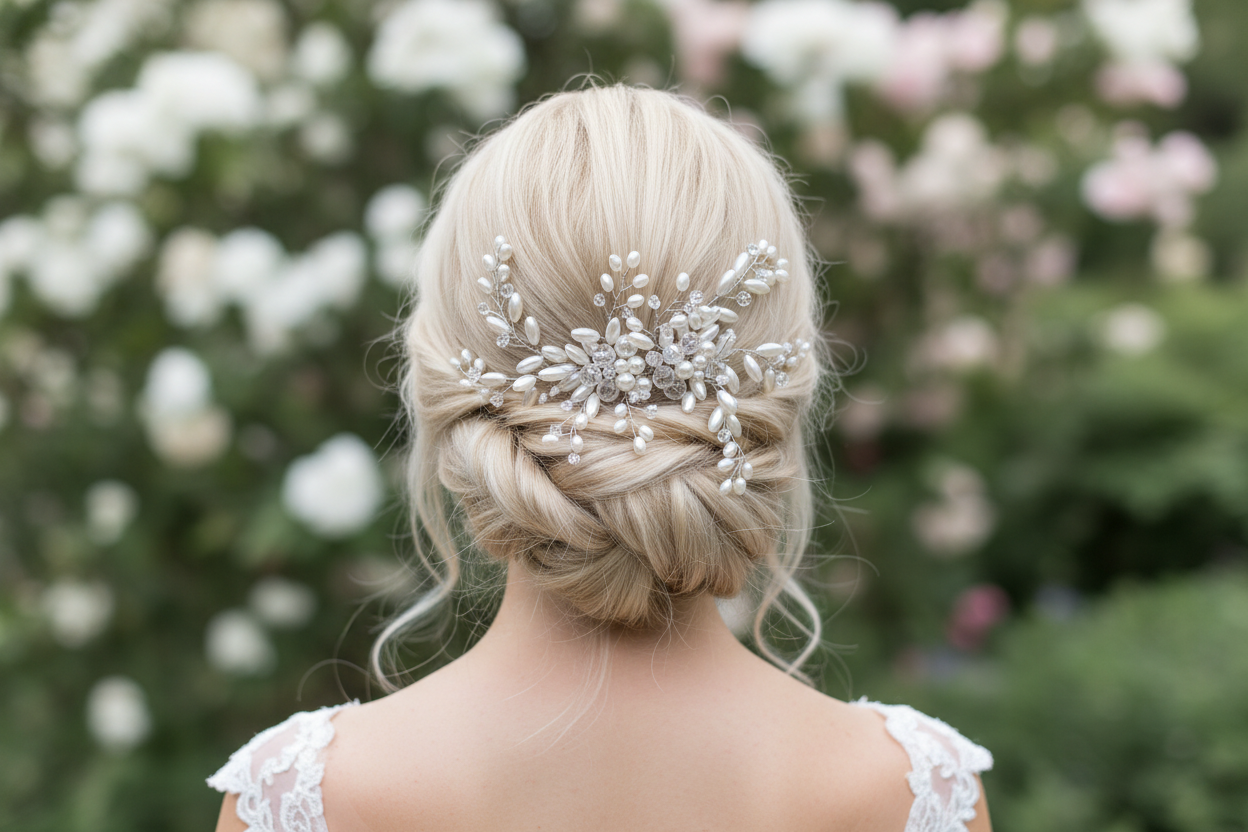 Haarkamm Ivory – Perlen & Kristall Haarschmuck in Silber | ONDEGO®