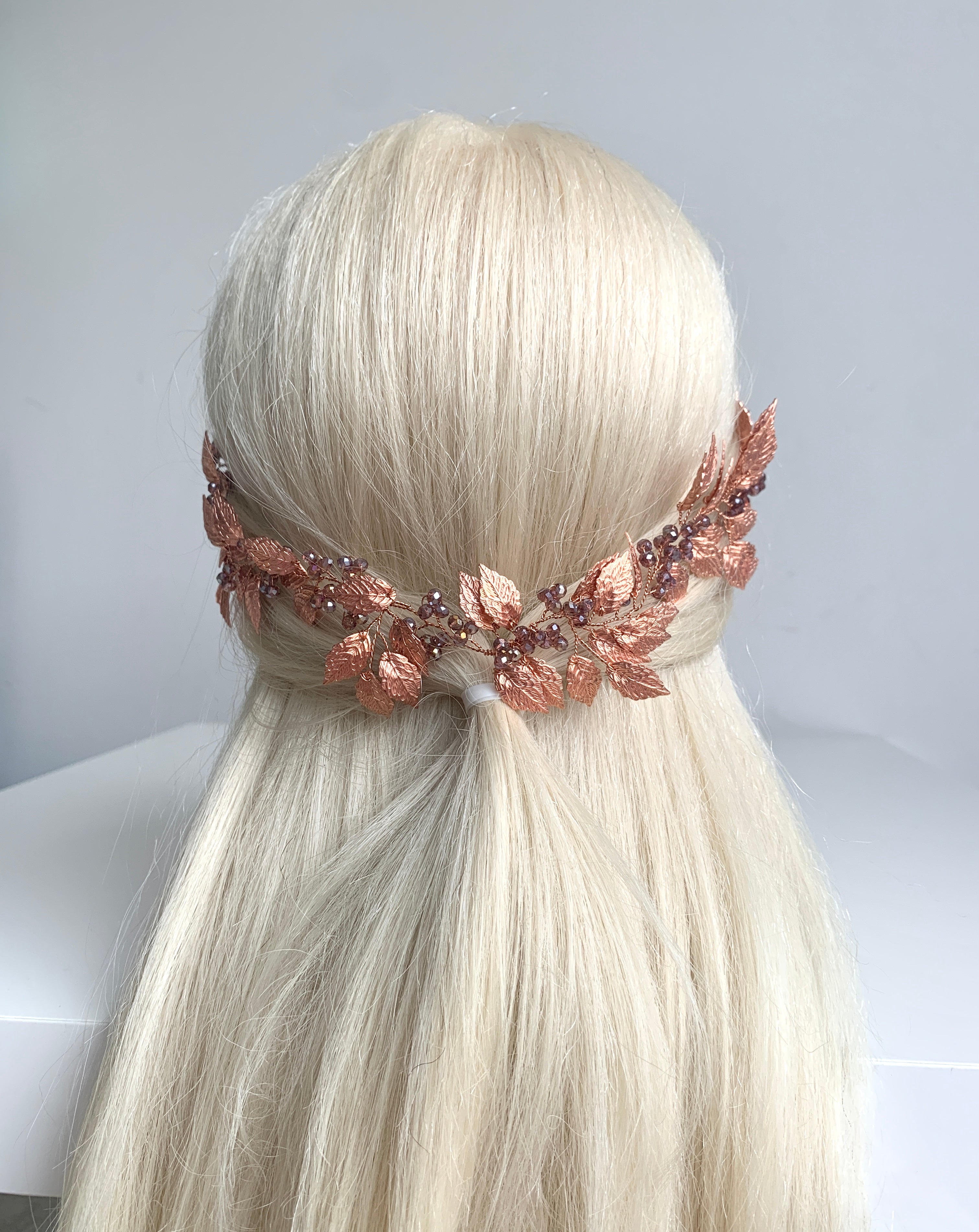 Vintage Haardraht Blätter Roségold – Brautschmuck mit Kristallen | ONDEGO®