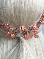 Vintage Haardraht Blätter Roségold – Brautschmuck mit Kristallen | ONDEGO®