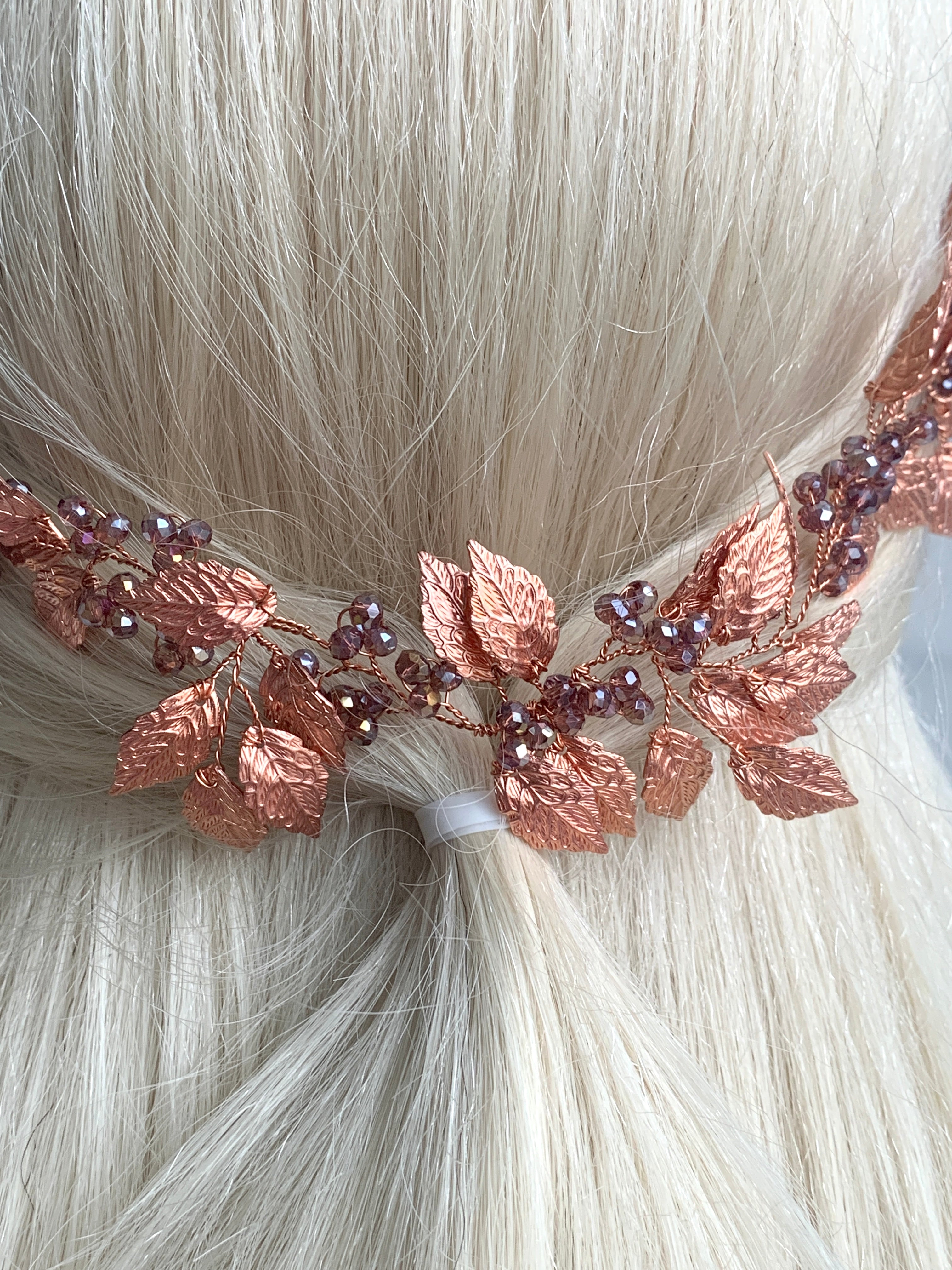 Vintage Haardraht Blätter Roségold – Brautschmuck mit Kristallen | ONDEGO®