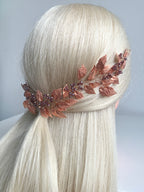 Vintage Haardraht Blätter Roségold – Brautschmuck mit Kristallen | ONDEGO®