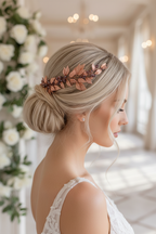 Vintage Haardraht Blätter Roségold – Brautschmuck mit Kristallen | ONDEGO®