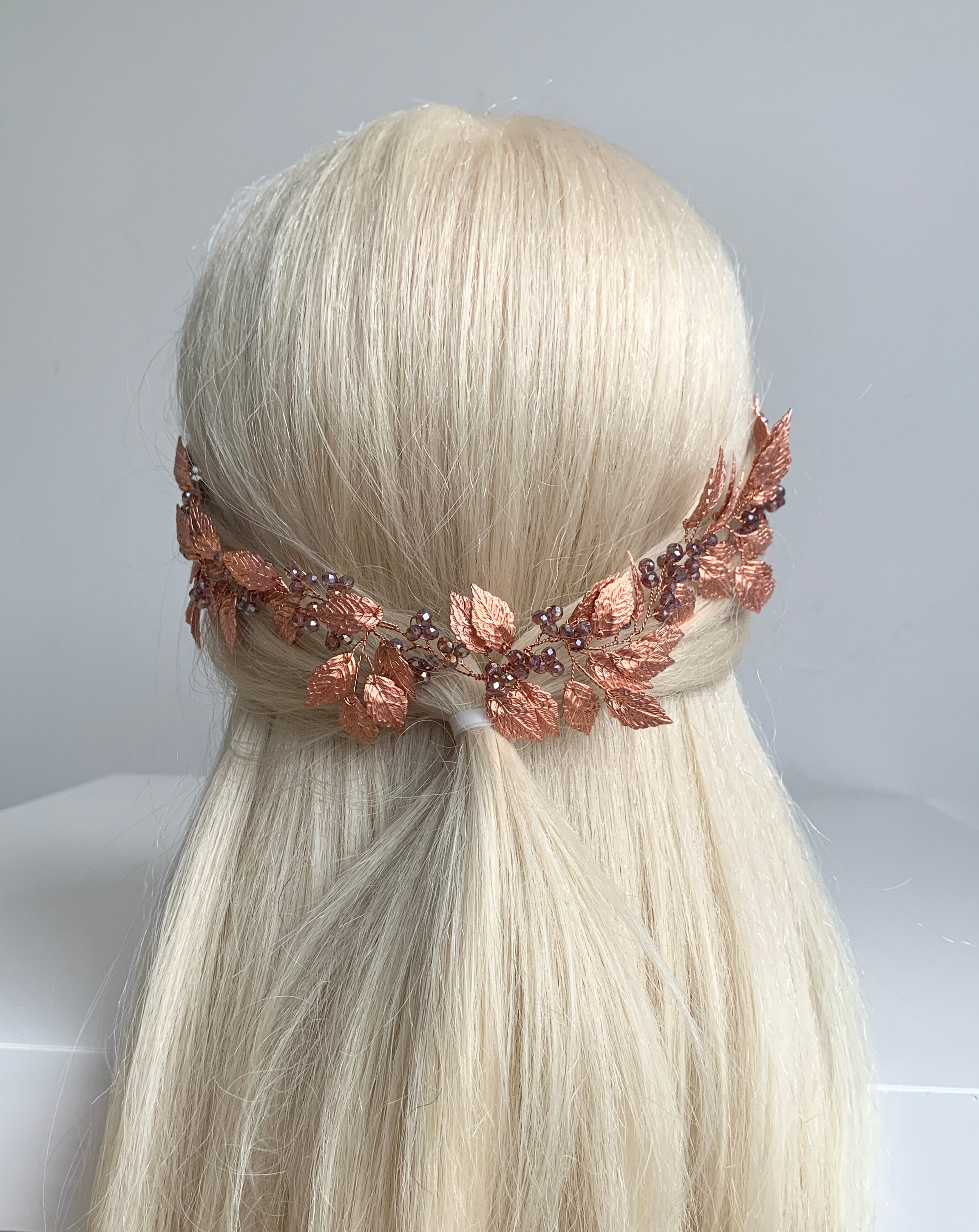 Vintage Haardraht Blätter Roségold – Brautschmuck mit Kristallen | ONDEGO®