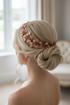 Vintage Haardraht Blätter Roségold – Brautschmuck mit Kristallen | ONDEGO®