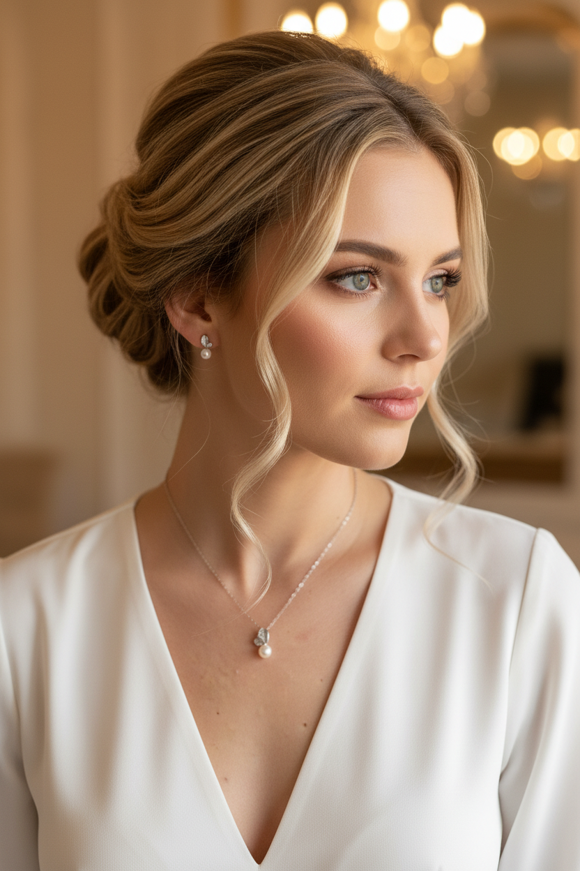 Perlen Silber Blätter Schmuckset – luxuriöses 3-teiliges Set mit Zirkonia | ONDEGO®