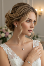 Perlen Silber Blätter Schmuckset – luxuriöses 3-teiliges Set mit Zirkonia | ONDEGO®