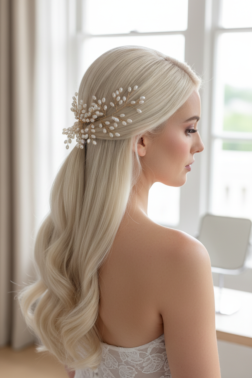 Haarkamm Aphrodite – Goldener Brautschmuck mit Ivory Perlen | ONDEGO®