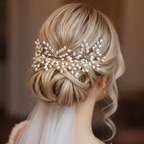 Haarkamm Aphrodite – Goldener Brautschmuck mit Ivory Perlen | ONDEGO®