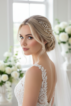 Haarkamm Aphrodite – Goldener Brautschmuck mit Ivory Perlen | ONDEGO®