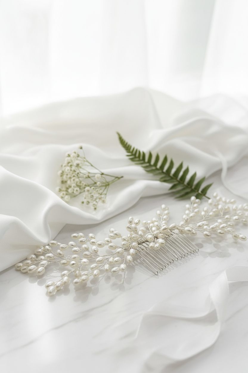 Haarkamm Vivi – Silber Haarschmuck mit Ivory Perlen | ONDEGO®