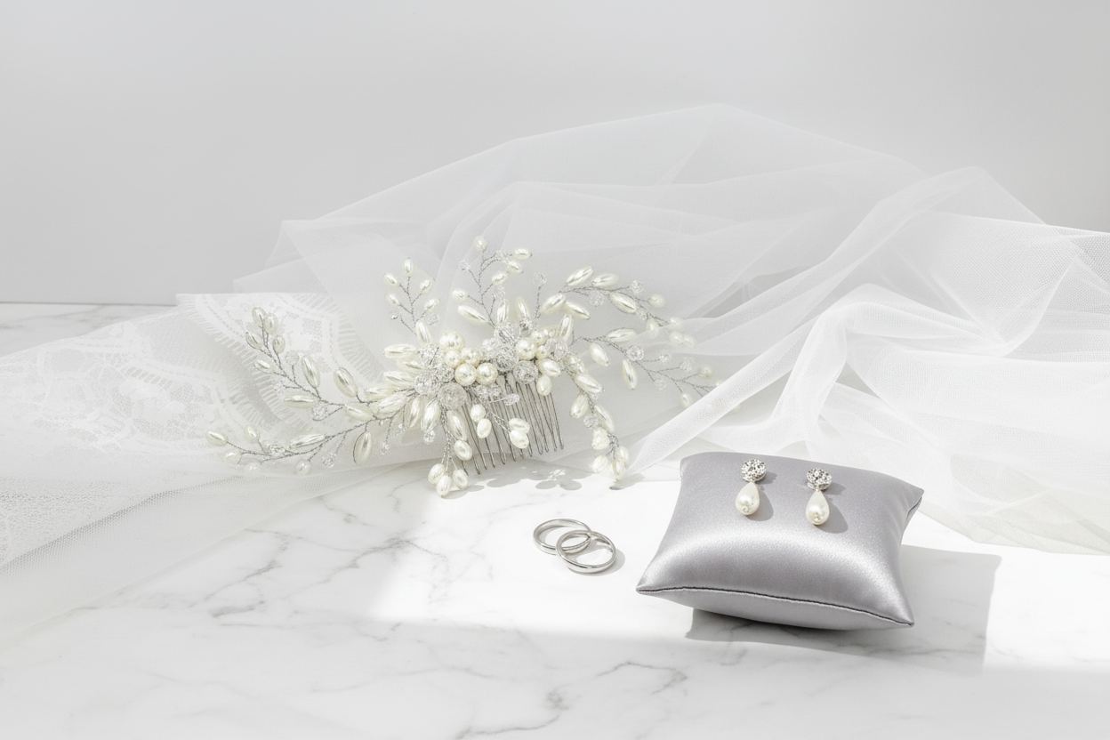 Haarkamm Ivory – Perlen & Kristall Haarschmuck in Silber | ONDEGO®