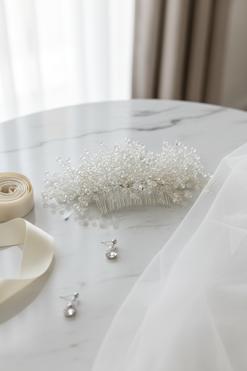 Haarkamm XXL Kristall – Silber Haarschmuck mit Glasschliffperlen | ONDEGO®