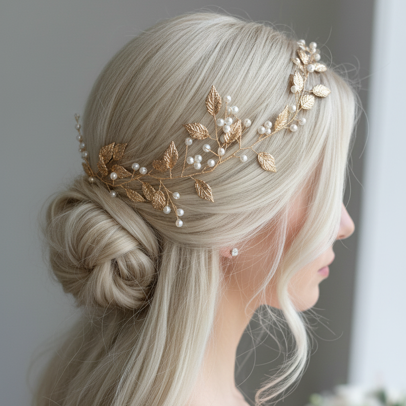 Vintage Haardraht Blätter Gold Brautschmuck Hochzeit Haarschmuck – ONDEGO®