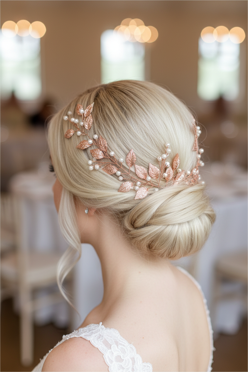 Vintage Haardraht Blätter Roségold Brautschmuck Hochzeit Haarschmuck – ONDEGO®