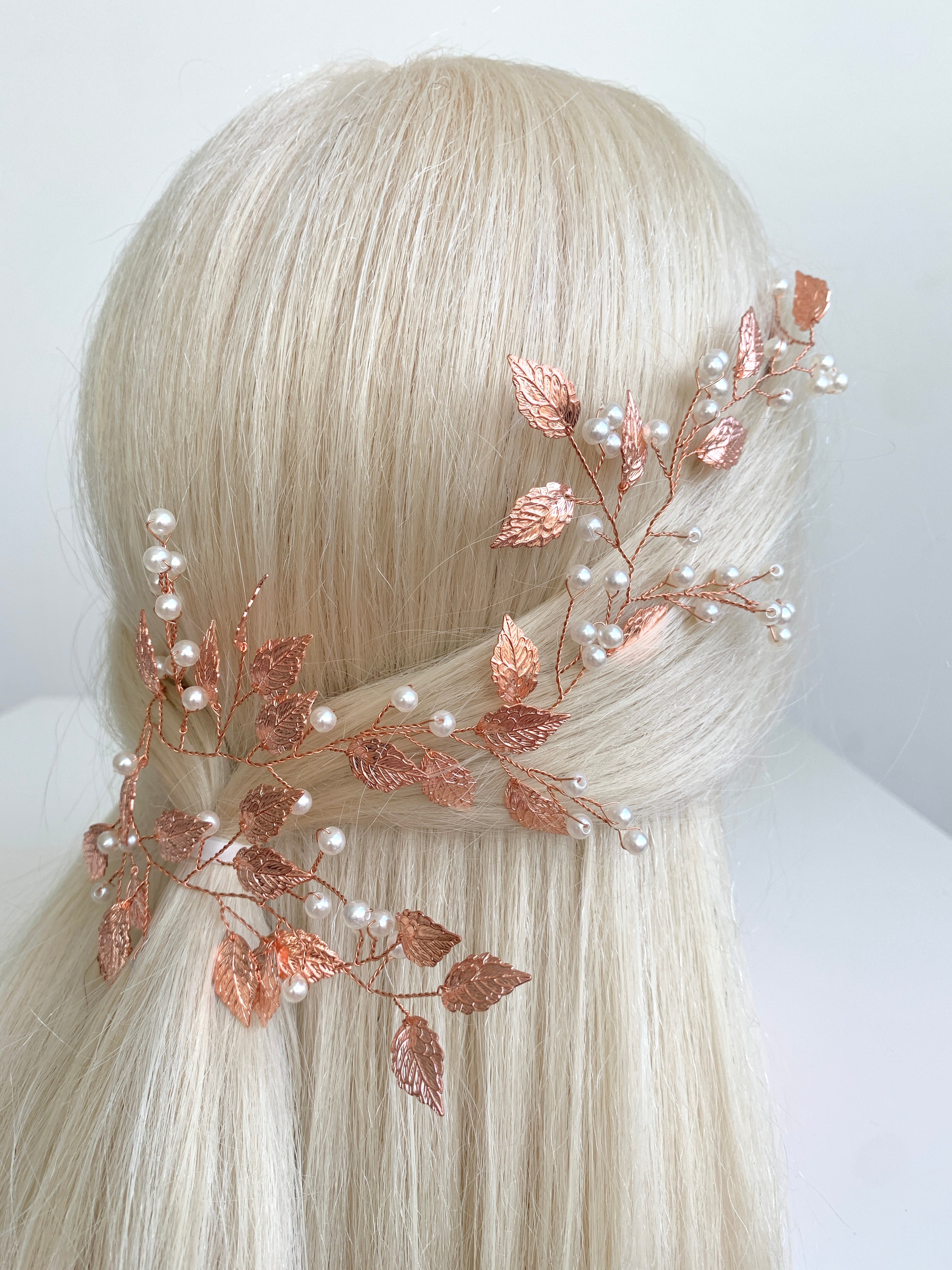 Vintage Haardraht Blätter Roségold Brautschmuck Hochzeit Haarschmuck – ONDEGO®