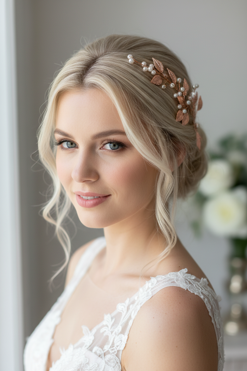Vintage Haardraht Blätter Roségold Brautschmuck Hochzeit Haarschmuck – ONDEGO®