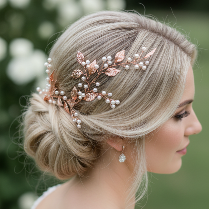 Vintage Haardraht Blätter Roségold Brautschmuck Hochzeit Haarschmuck – ONDEGO®