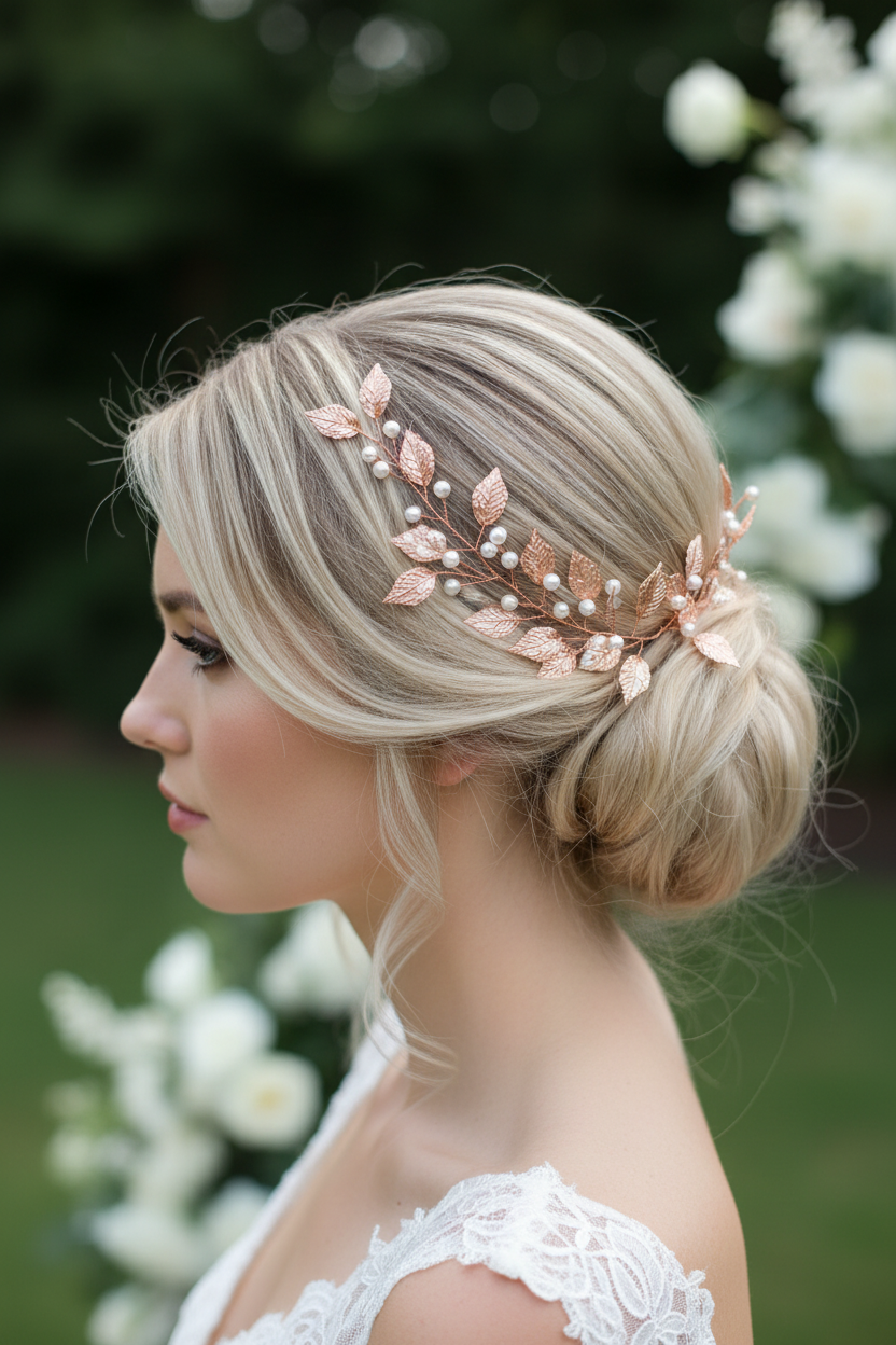 Vintage Haardraht Blätter Roségold Brautschmuck Hochzeit Haarschmuck – ONDEGO®
