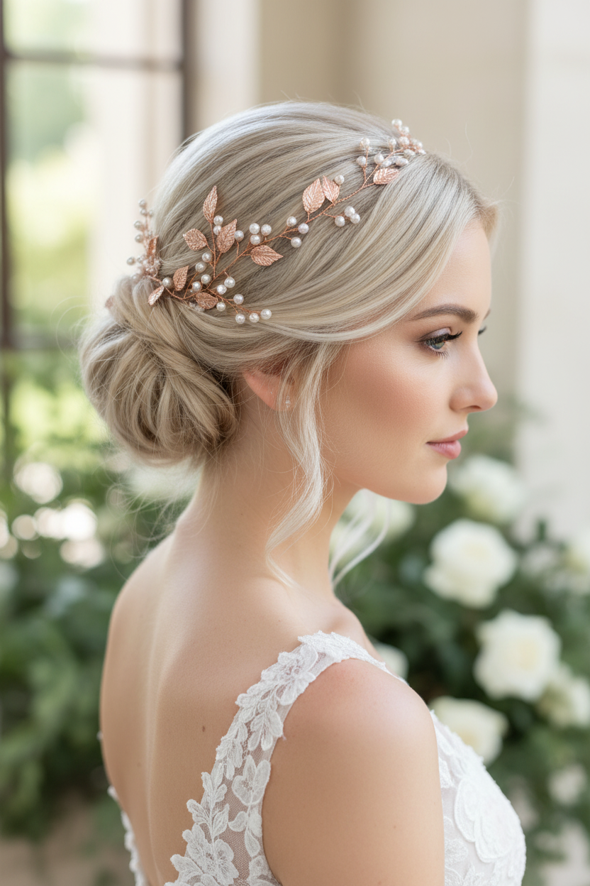 Vintage Haardraht Blätter Roségold Brautschmuck Hochzeit Haarschmuck – ONDEGO®
