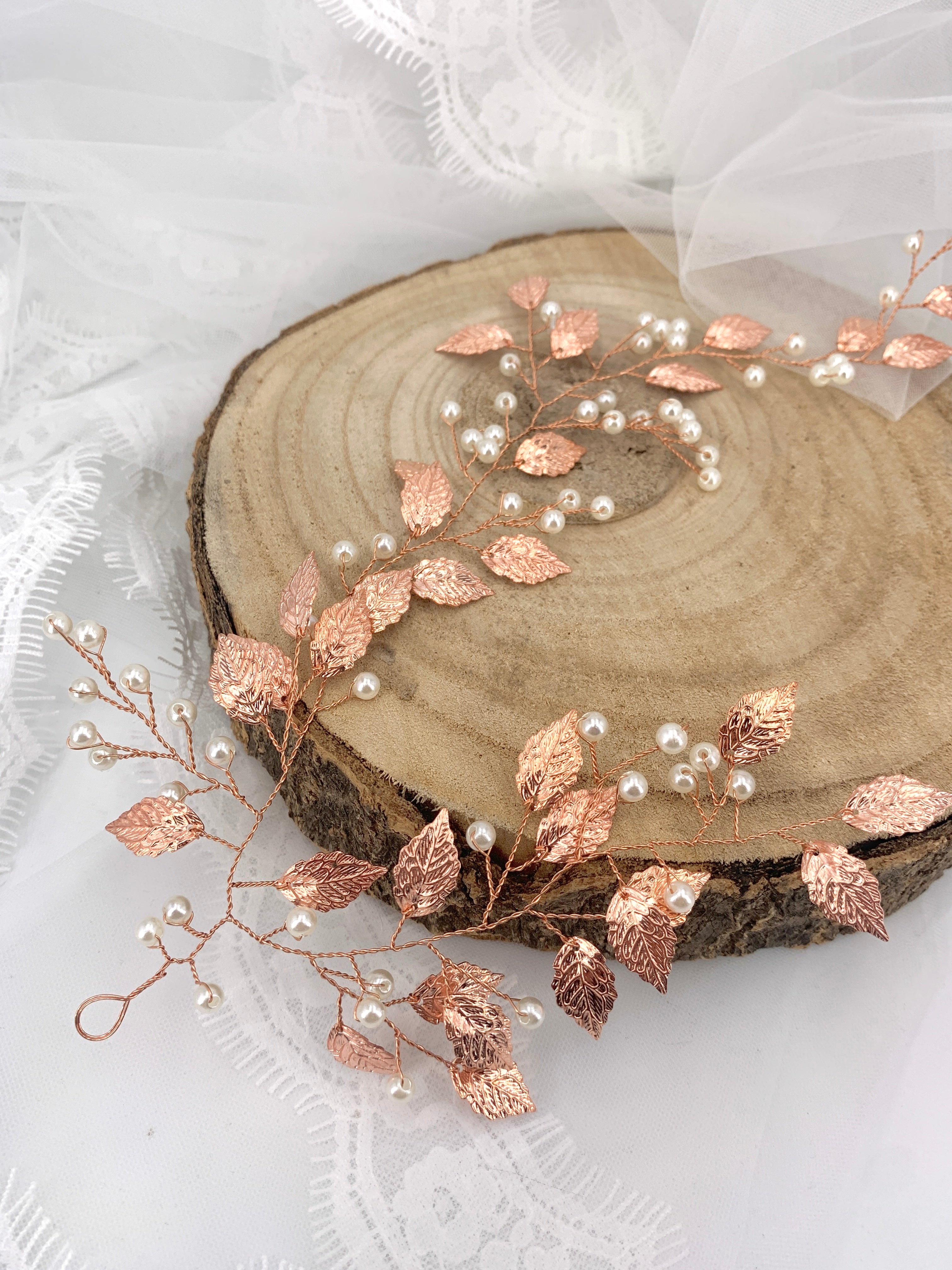 Vintage Haardraht Blätter Roségold Brautschmuck Hochzeit Haarschmuck – ONDEGO®