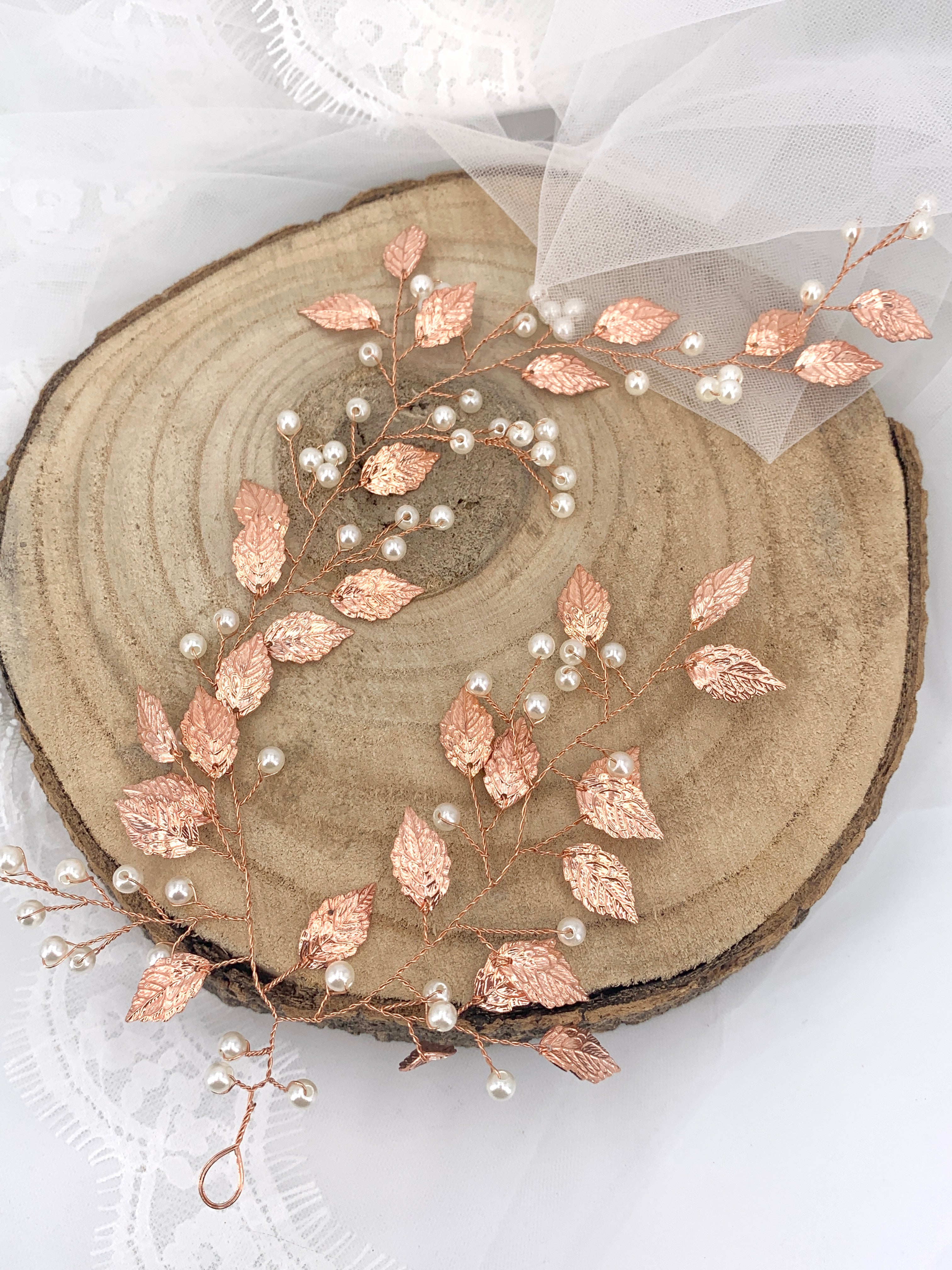 Vintage Haardraht Blätter Roségold Brautschmuck Hochzeit Haarschmuck – ONDEGO®
