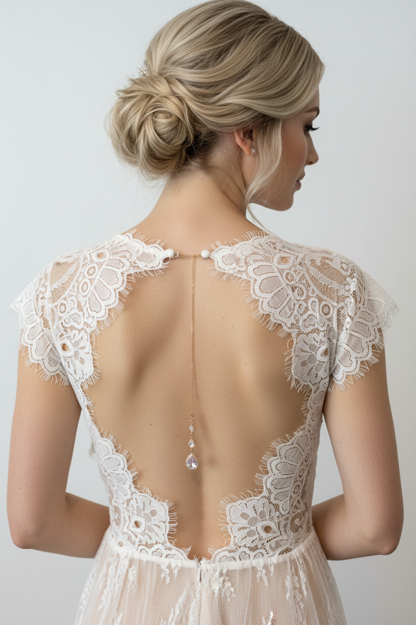 Brautschmuck mit Zirkonia – Rückenkette mit Halskette, Ohrringe oder Armband | Roségold | ONDEGO®
