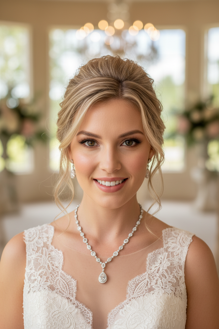 Brautschmuck mit Zirkonia – Rückenkette mit Halskette, Ohrringe oder Armband | Silber | ONDEGO®