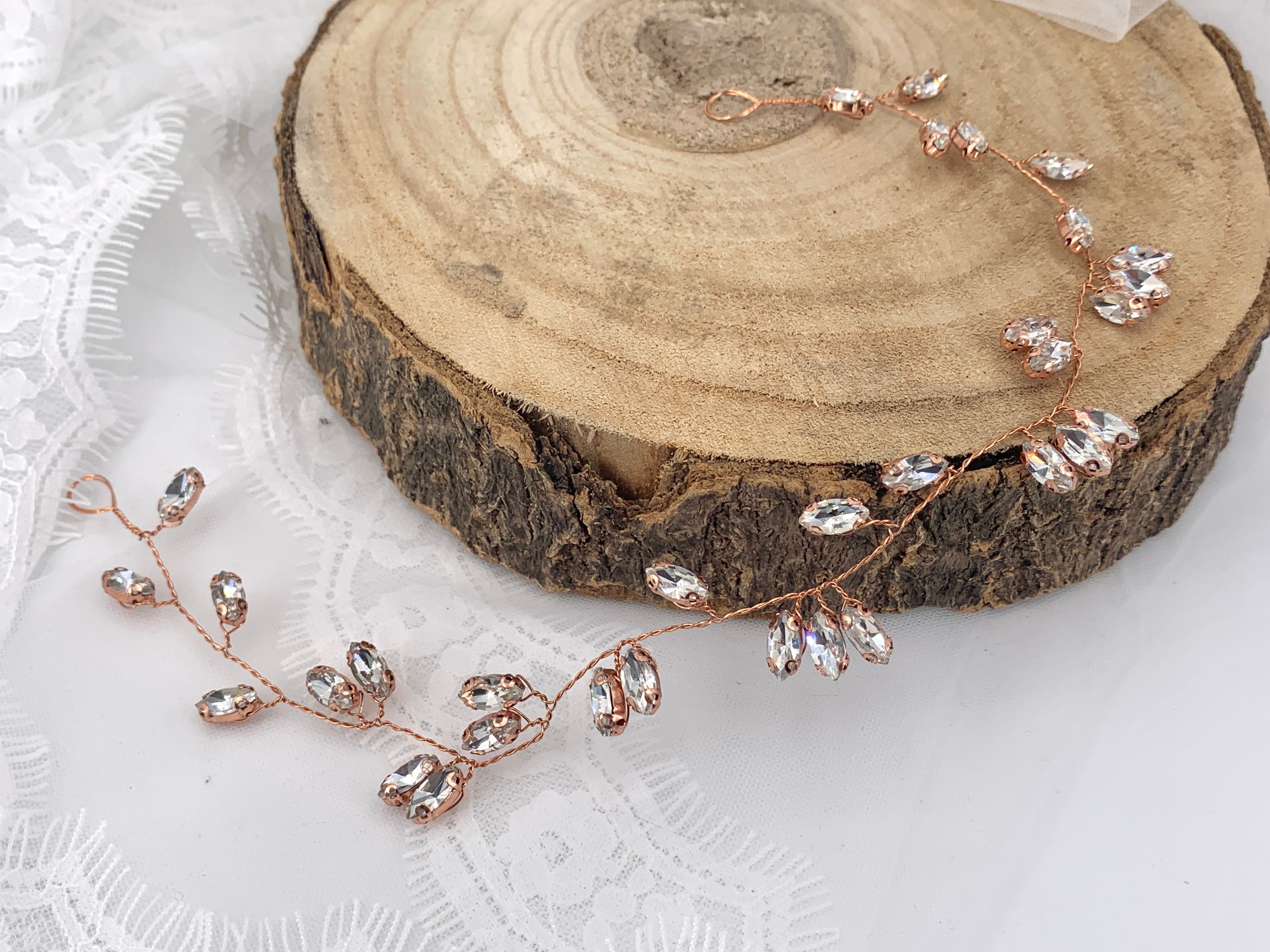 Haardraht Gold Silber Rosegold – Strass Brautschmuck flexibel – Haarschmuck Hochzeit | ONDEGO®