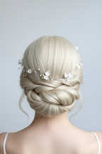 3D Haardraht Silber mit Blüten & Perlen – Brautschmuck Haarschmuck Hochzeit Ivory – ONDEGO®