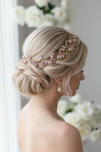 Haardraht Gold Silber Rosegold – Strass Brautschmuck flexibel – Haarschmuck Hochzeit | ONDEGO®