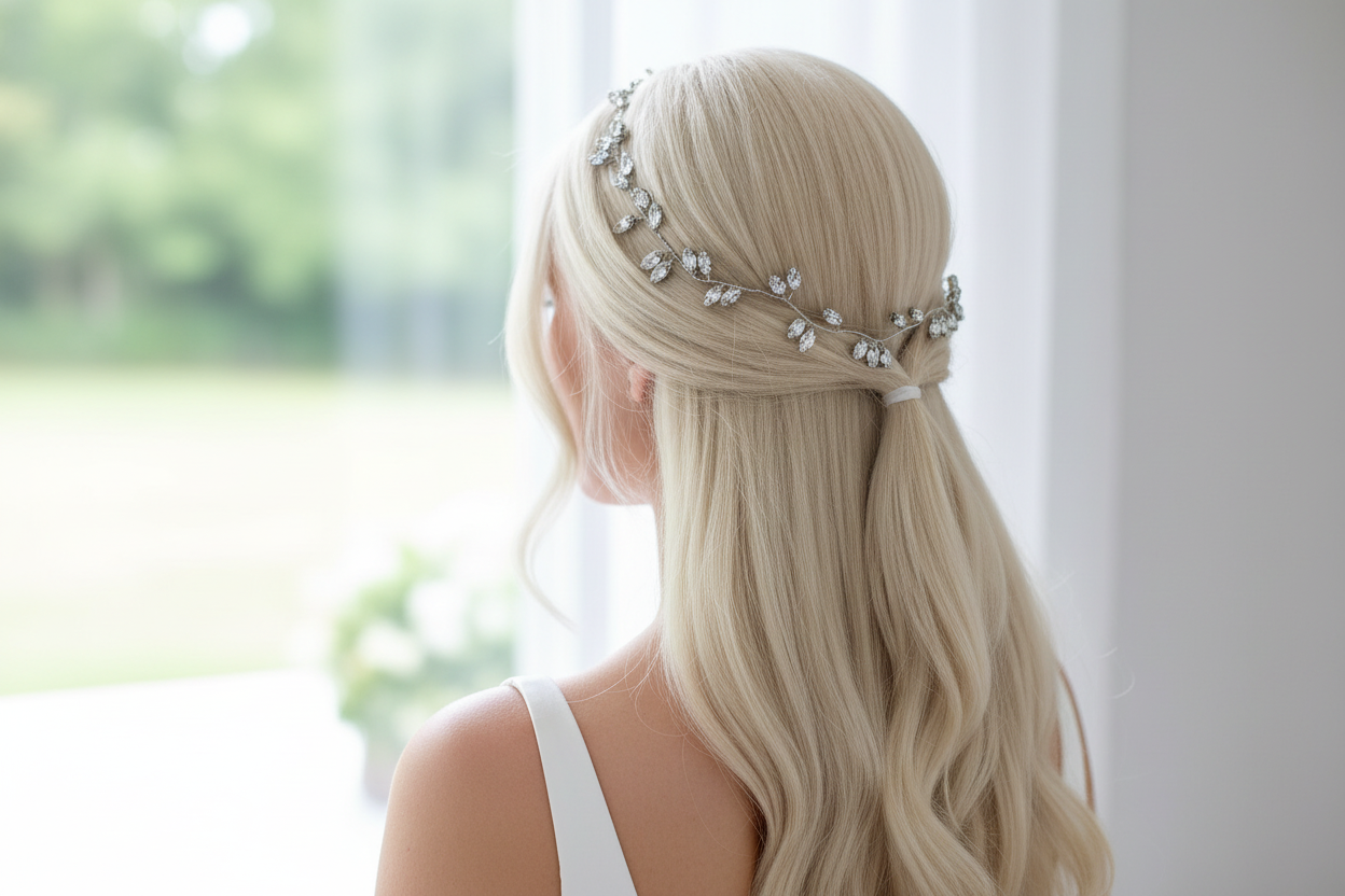 Haardraht Gold Silber Rosegold – Strass Brautschmuck flexibel – Haarschmuck Hochzeit | ONDEGO®