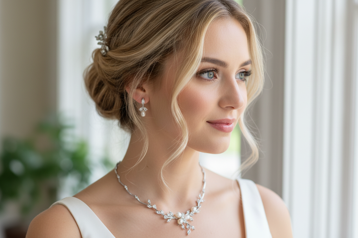 Zirkonia Schmuckset Silber – 2-teilig | Collier & Ohrringe| ONDEGO®