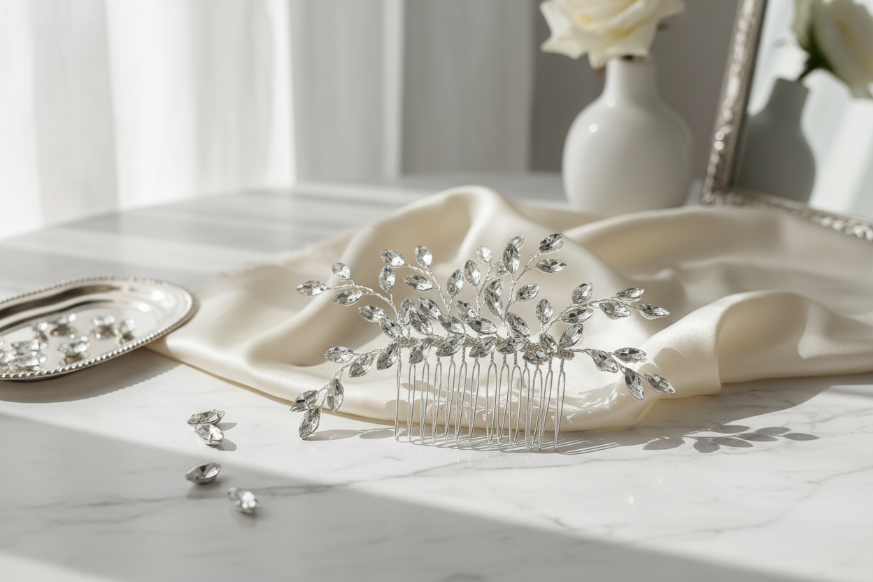 Haarkamm Strass – Dezenter Glitzer-Haarschmuck in Silber | ONDEGO®